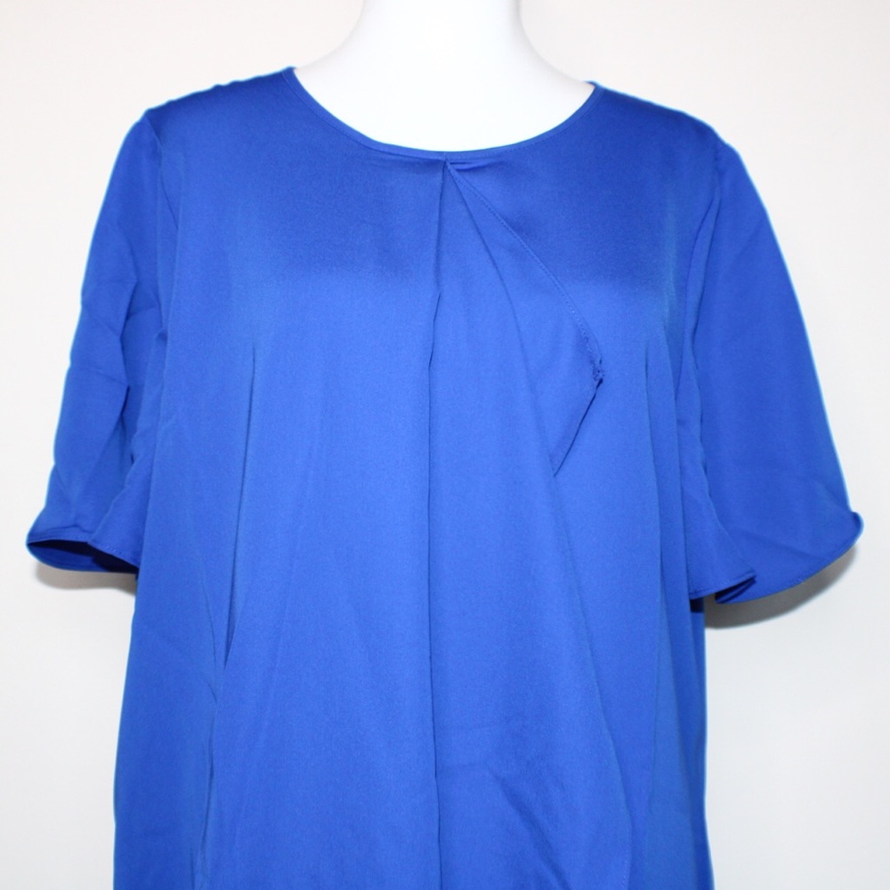 BCBGMaxAzria Blue Ruffle Mini Shift Dress Size Large - Picture 13 of 14